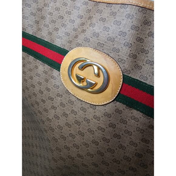 Gucci Vintage Supreme Web Sherry Line Tote Beige Red 002 904 0131 *AS IS* - Picture 12 of 12